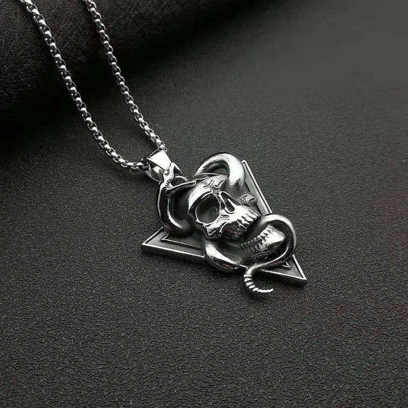 Retro Skull and Snake Punk Style Pendant