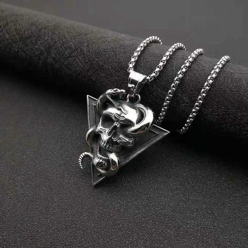 Retro Skull and Snake Punk Style Pendant