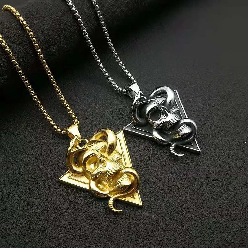 Retro Skull and Snake Punk Style Pendant