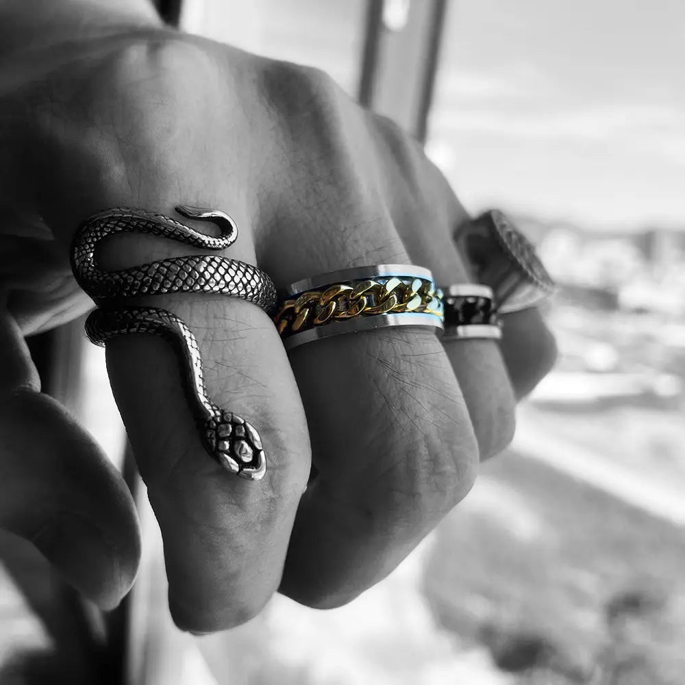 Retro Snake Stainless Steel Ring