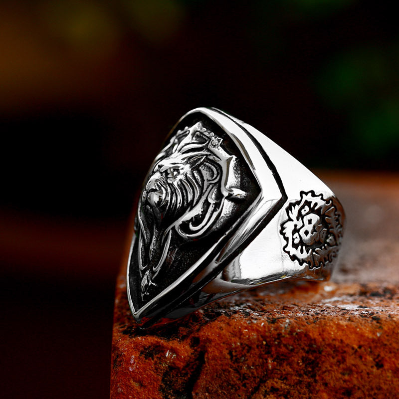 Retro Lion Head Stainless Steel Animal Ring