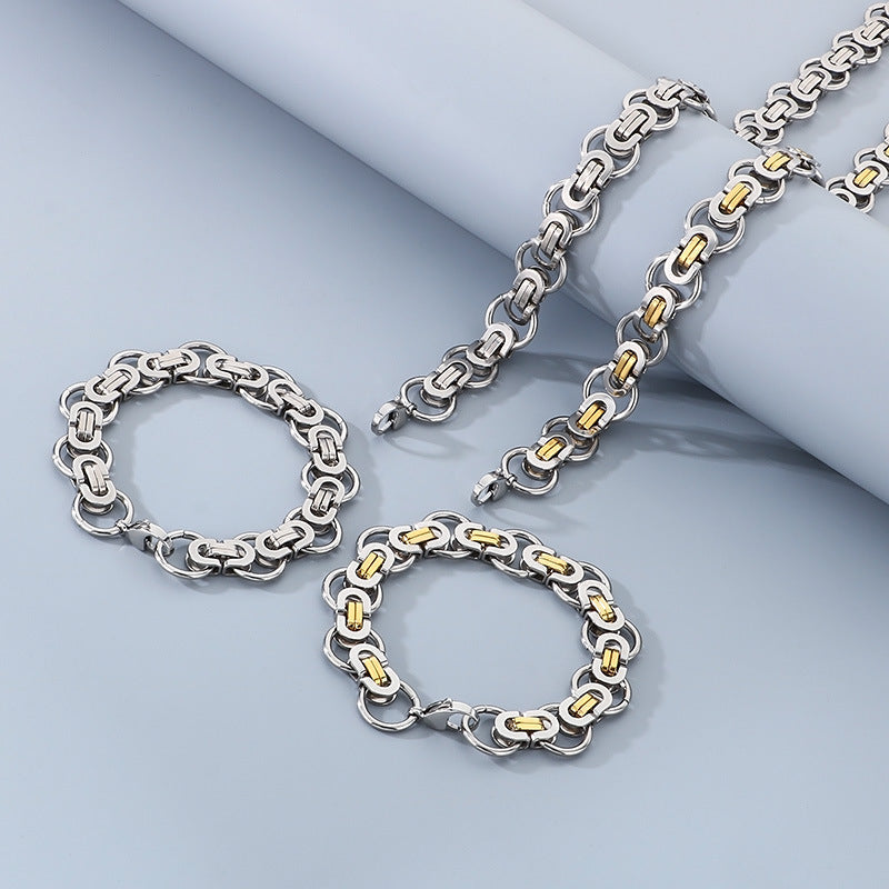Rock Emperor Byzantine Flat Round Bracelet Necklace