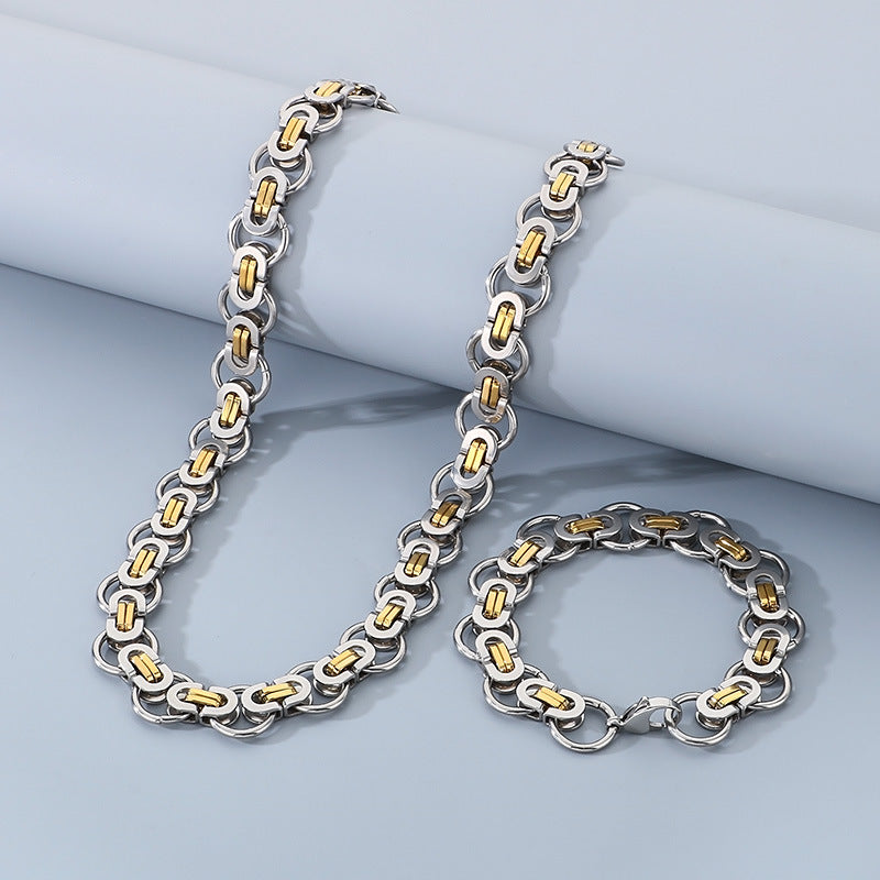 Rock Emperor Byzantine Flat Round Bracelet Necklace
