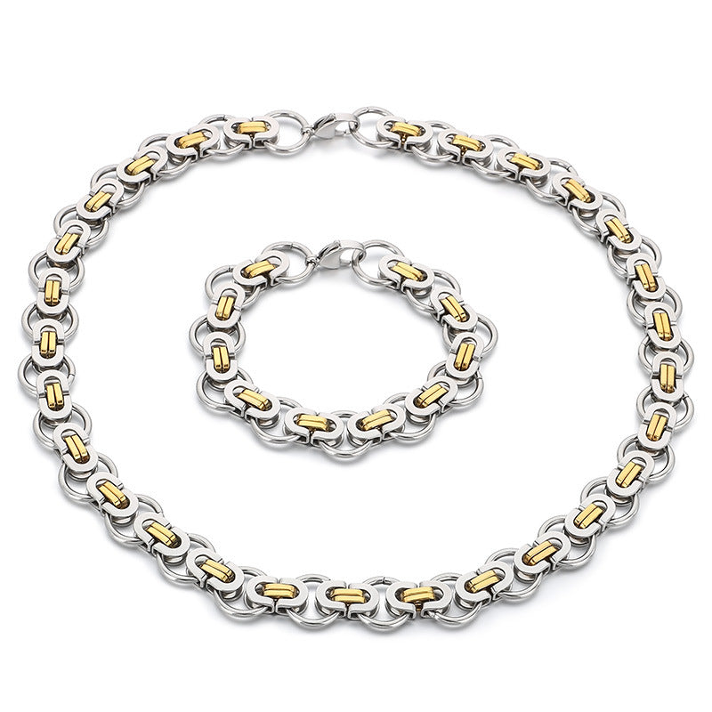 Rock Emperor Byzantine Flat Round Bracelet Necklace