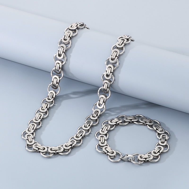 Rock Emperor Byzantine Flat Round Bracelet Necklace