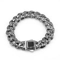 Rose Pattern Curb Link Stainless Steel Bracelet