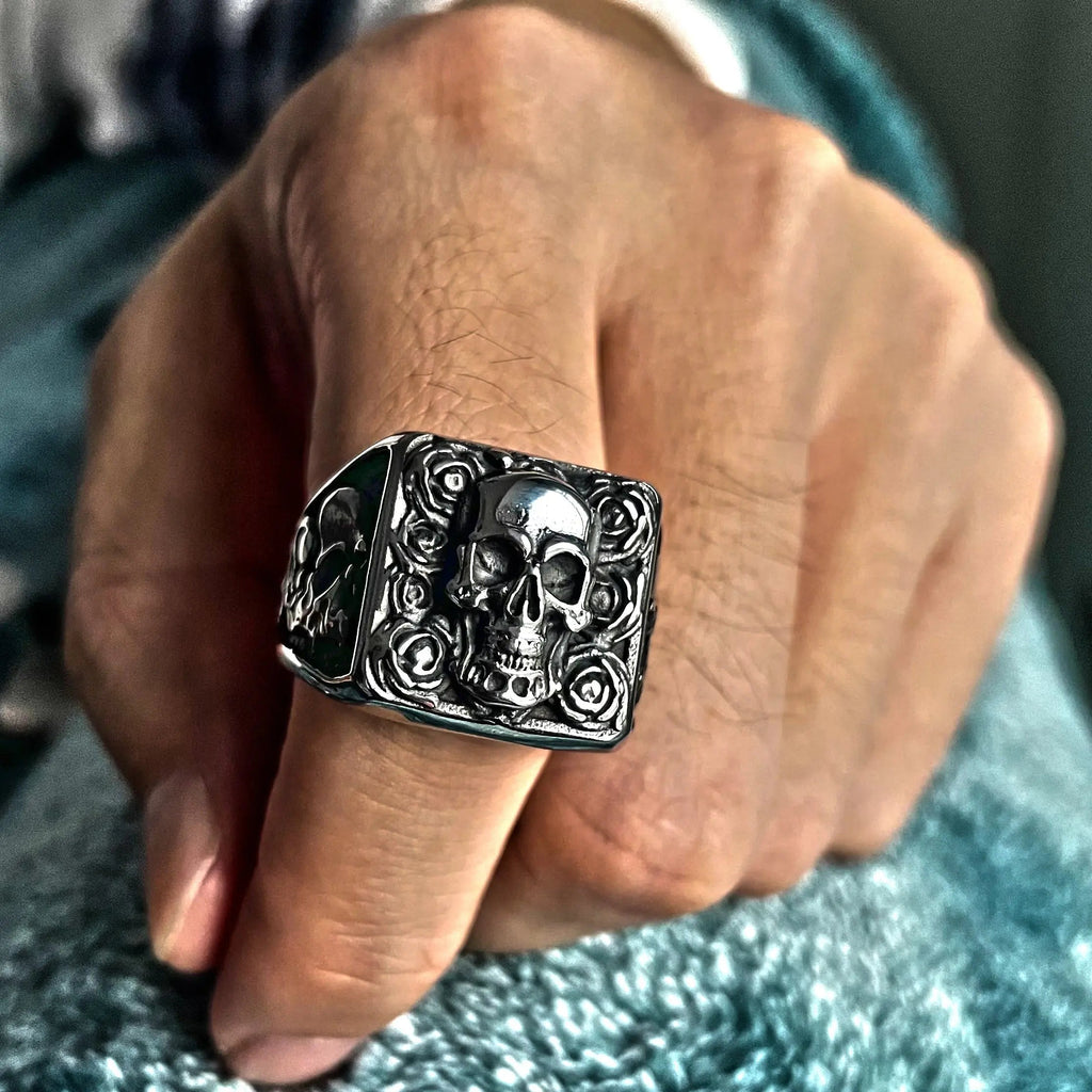 Rosette Skull Stainless Steel Ring