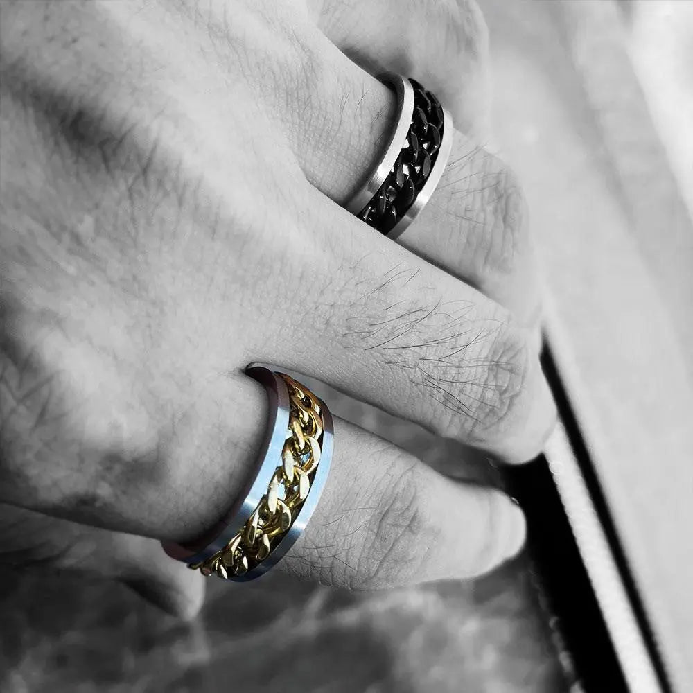 Rotatable Chain Stainless Steel Ring