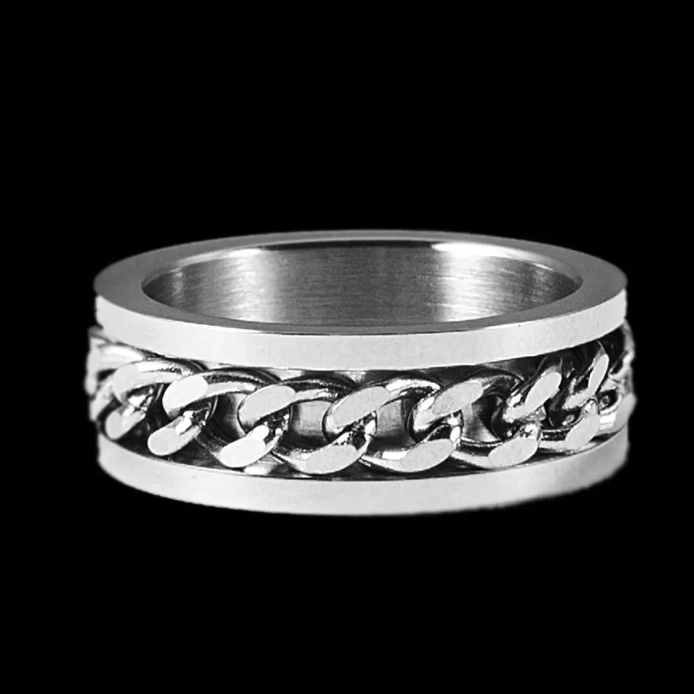 Rotatable Chain Stainless Steel Ring