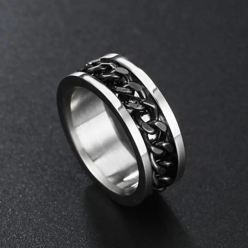 Rotatable Chain Stainless Steel Ring