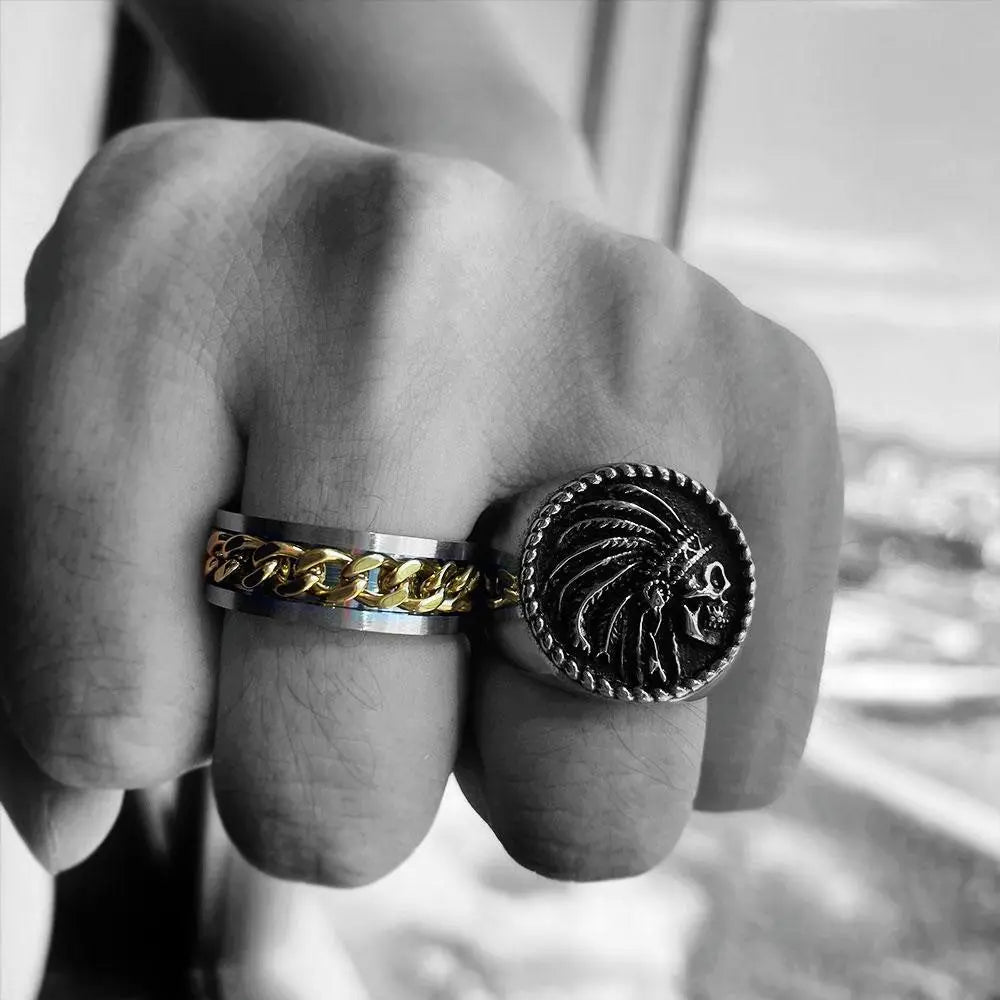 Rotatable Chain Stainless Steel Ring