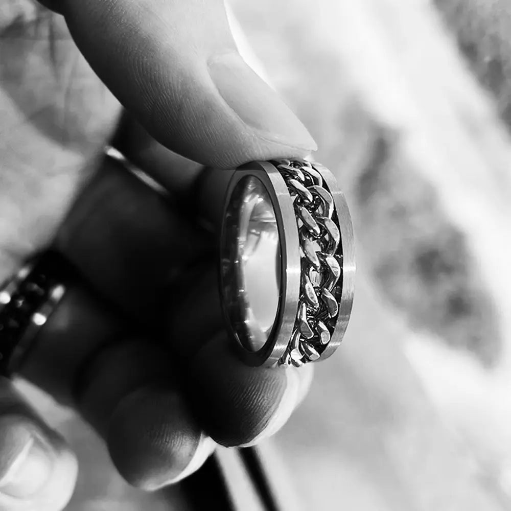 Rotatable Chain Stainless Steel Ring