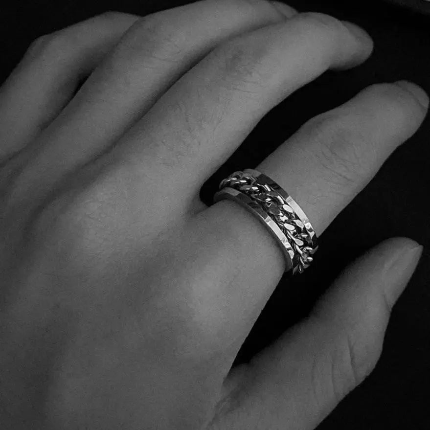 Rotatable Chain Stainless Steel Ring