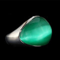 Round Aurora Opal Stainless Steel Ring