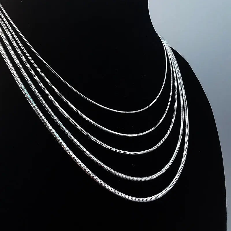 Round Snake Bone Chain Stainless Steel Necklace