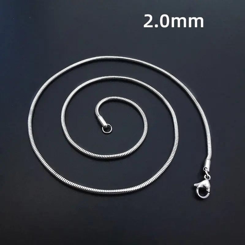 Round Snake Bone Chain Stainless Steel Necklace
