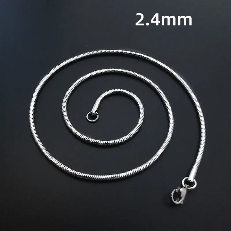 Round Snake Bone Chain Stainless Steel Necklace