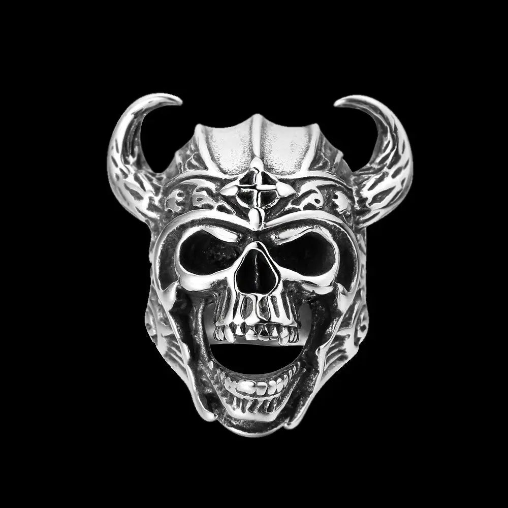 Ruby Eyes Viking Warrior Stainless Steel Ring