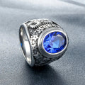 Ruby-Sapphire Triangle Eye Stainless Steel Ring