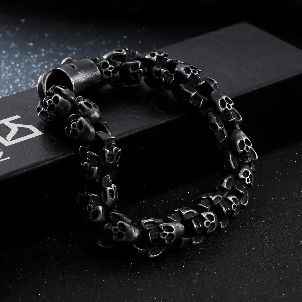 Rugged Skull Stainless Steel Bracelet