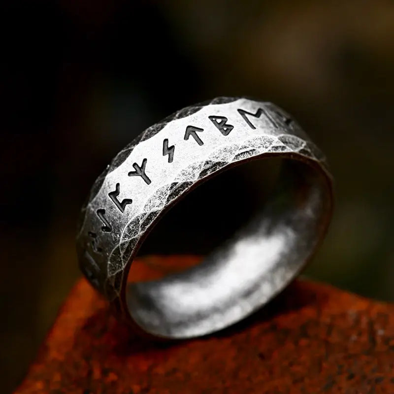 Runes Engraved Stainless Steel Ring Band
