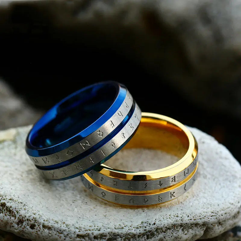 Runes Engraved Stainless Steel Ring