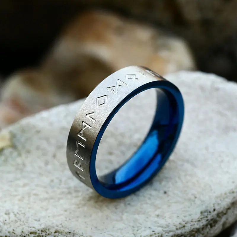 Runes Engraved Stainless Steel Ring