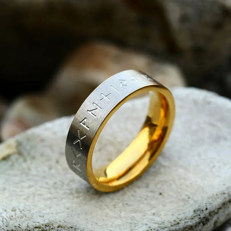Runes Engraved Stainless Steel Ring