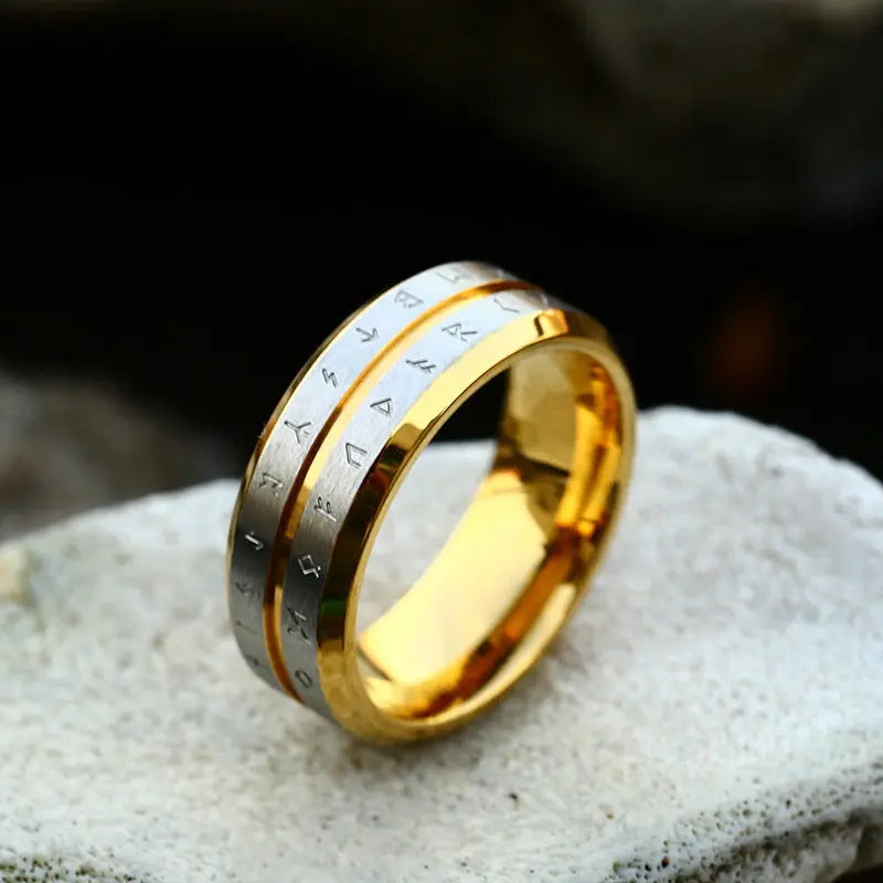 Runes Engraved Stainless Steel Ring