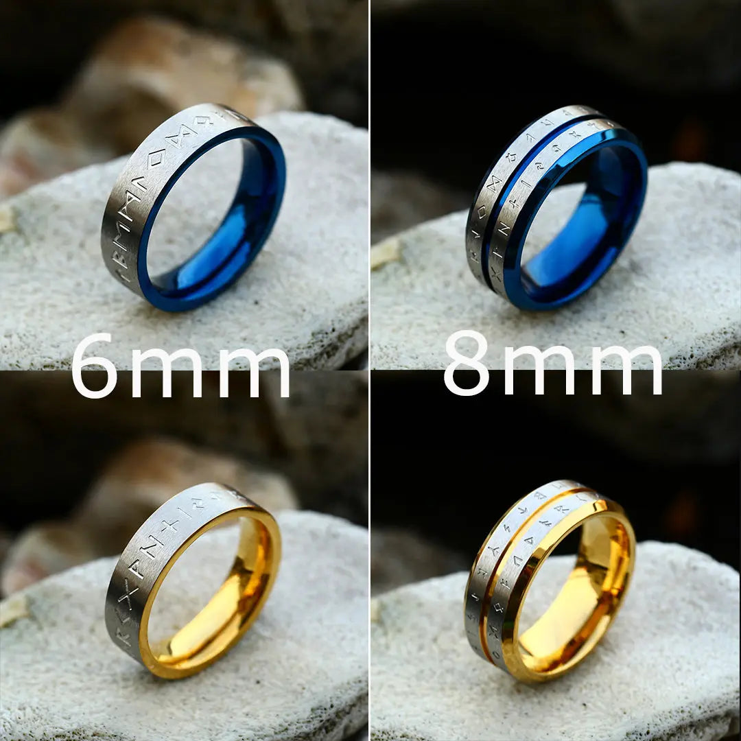 Runes Engraved Stainless Steel Ring