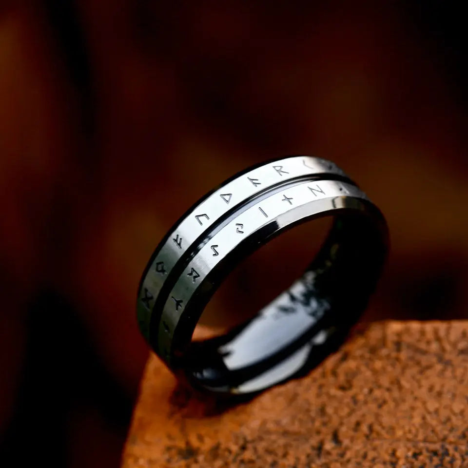 Runes Engraved Stainless Steel Ring