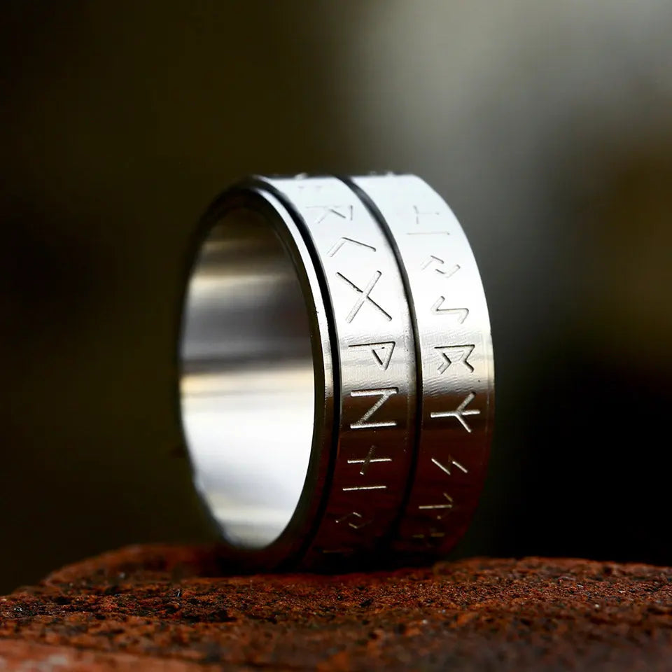 Runes Engraved Stainless Steel Ring