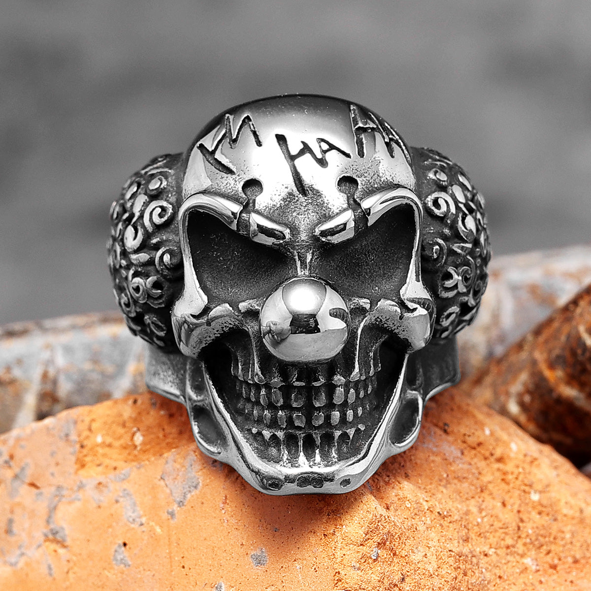 Evil Clown Skull Stainless Steel Ring