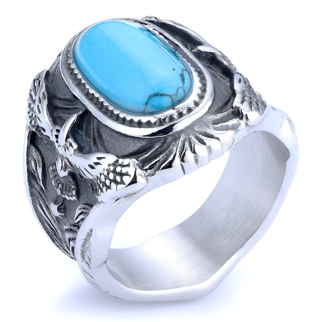 Eagle Turquoise Stainless Steel Ring