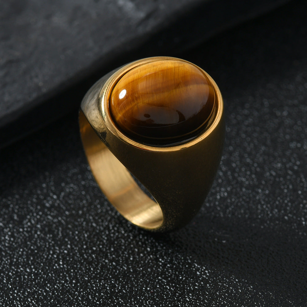 Oval Cabochon Gemstone Signet Ring