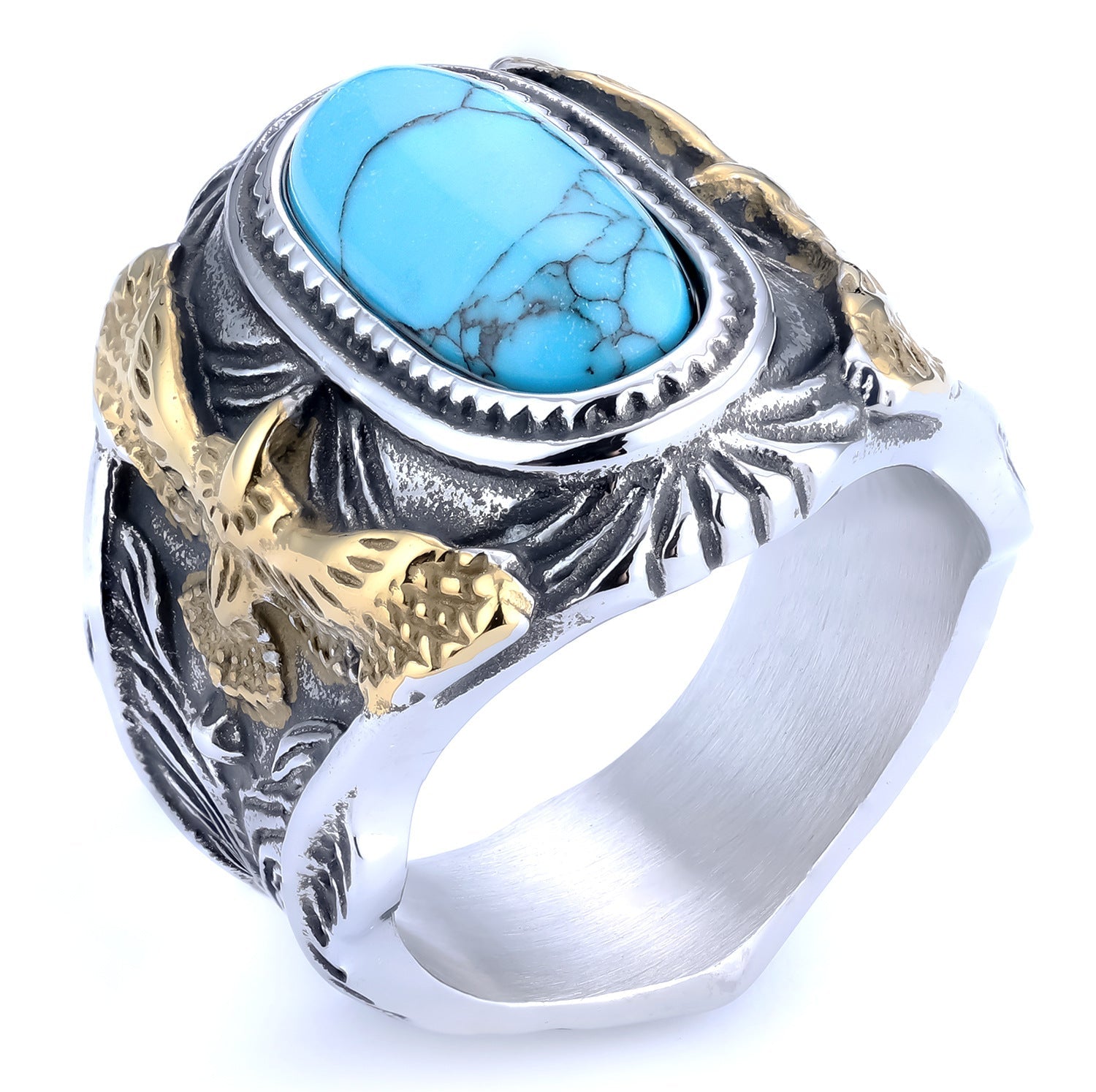 Eagle Turquoise Stainless Steel Ring