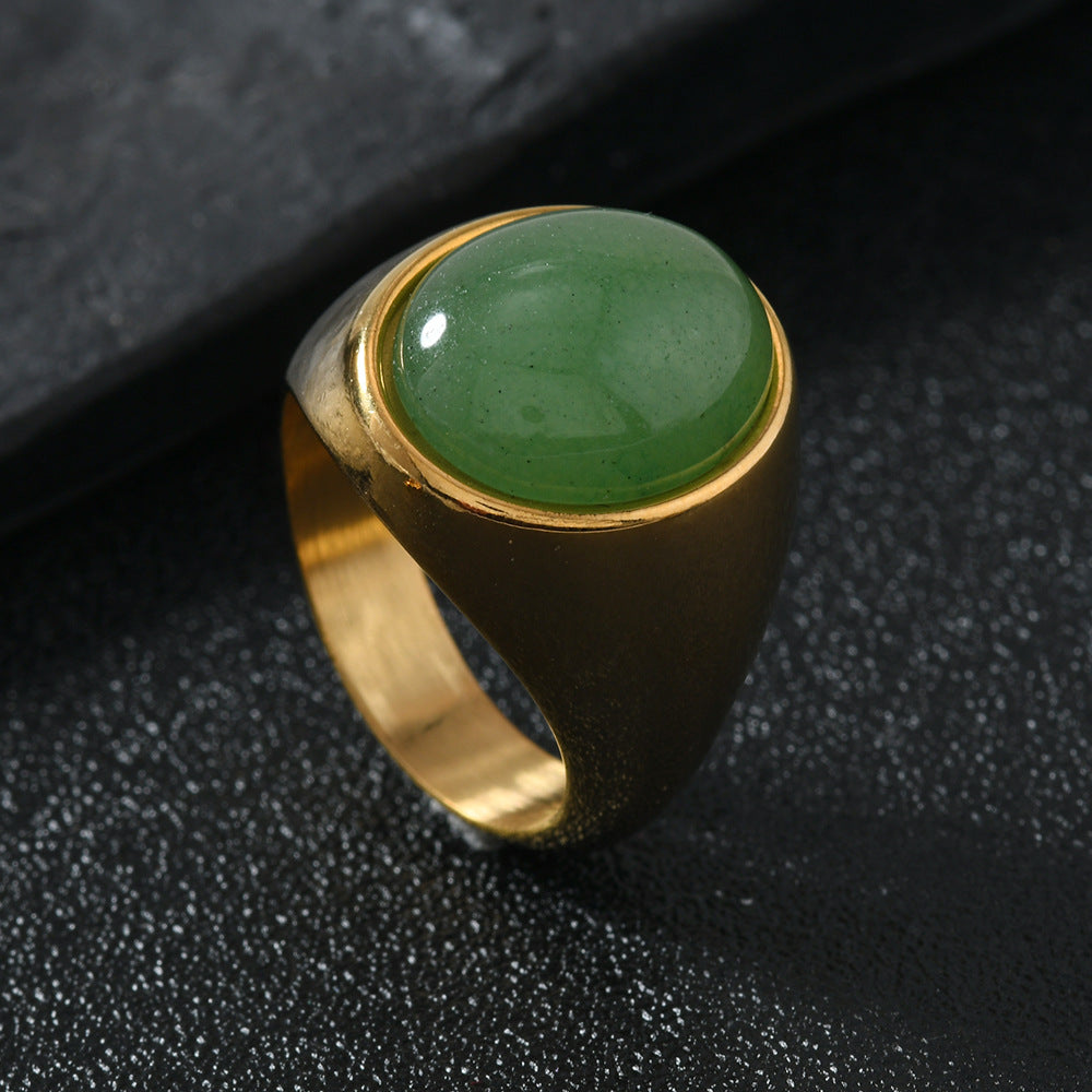 Oval Cabochon Gemstone Signet Ring