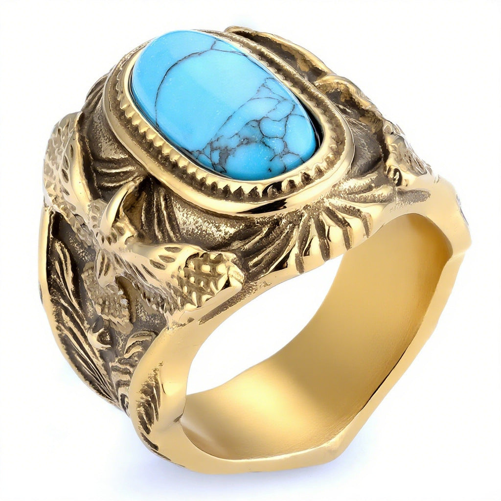 Eagle Turquoise Stainless Steel Ring