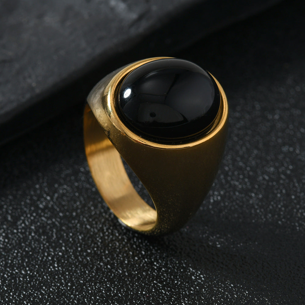 Oval Cabochon Gemstone Signet Ring