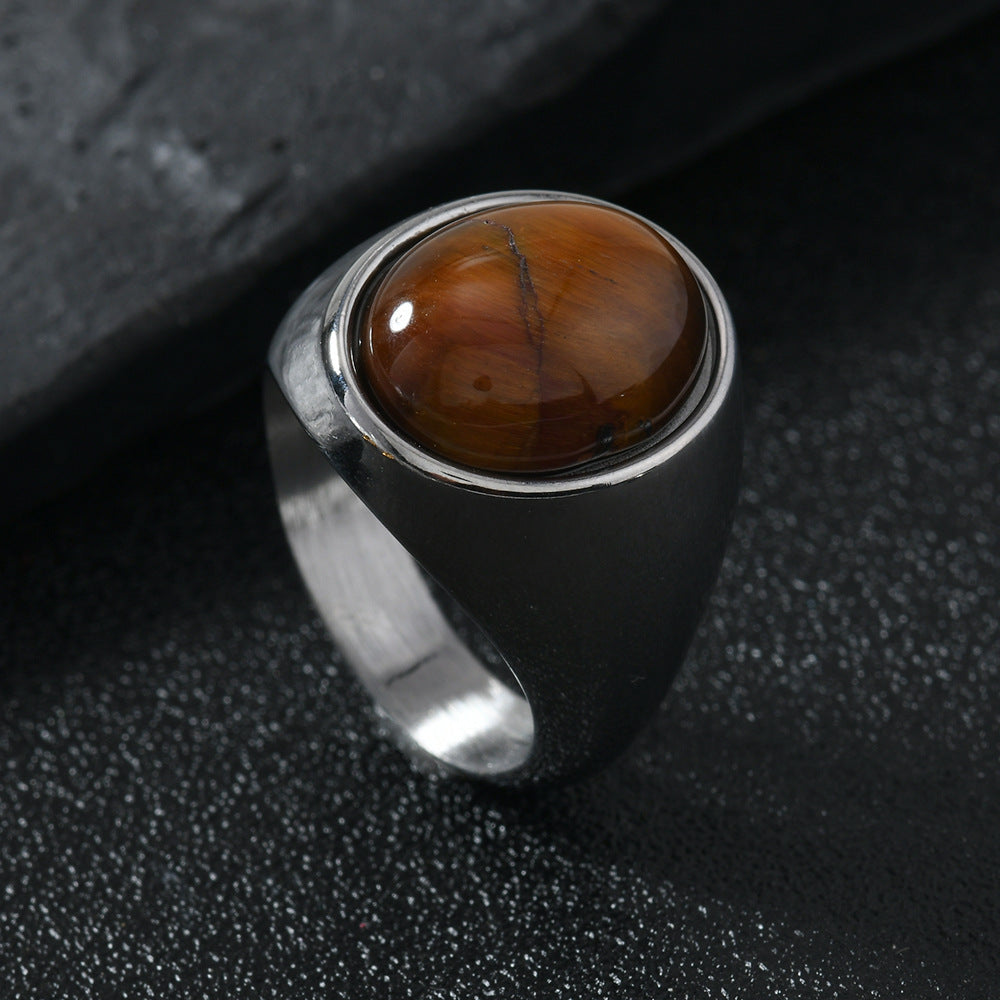 Oval Cabochon Gemstone Signet Ring