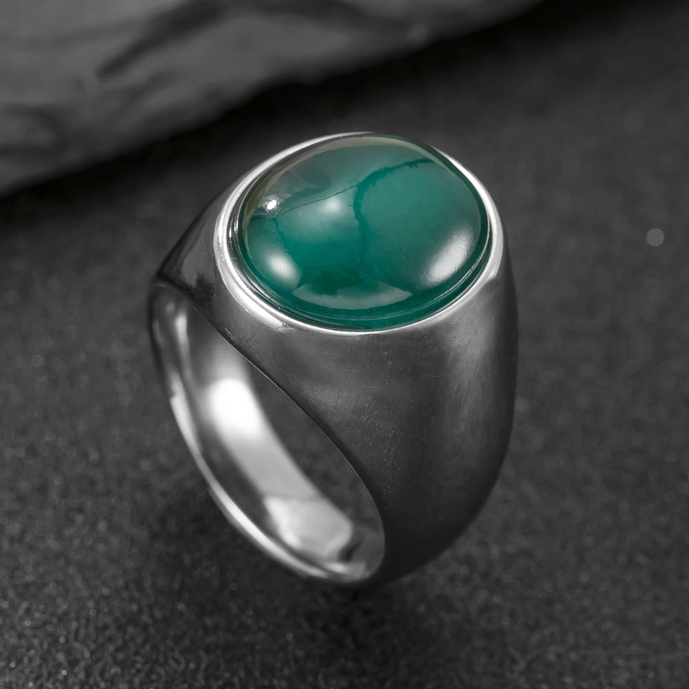 Oval Cabochon Gemstone Signet Ring