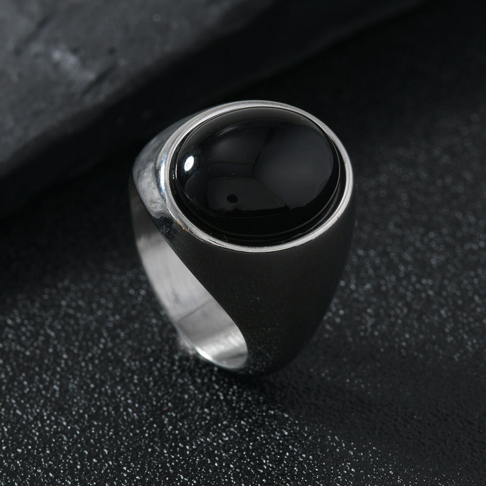 Oval Cabochon Gemstone Signet Ring