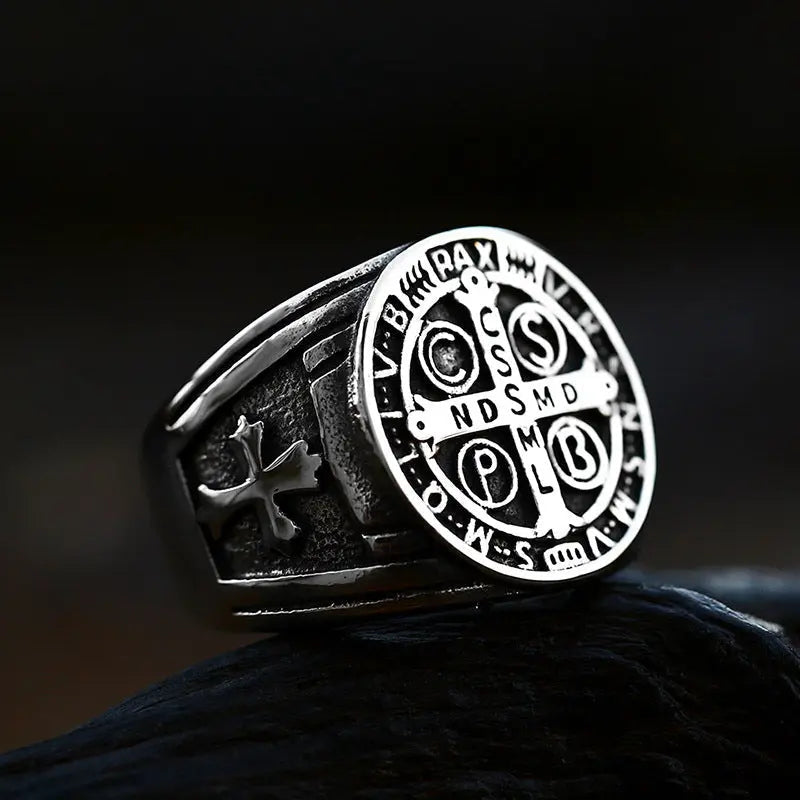 Saint Benedict Meda Stainless Steel Ring