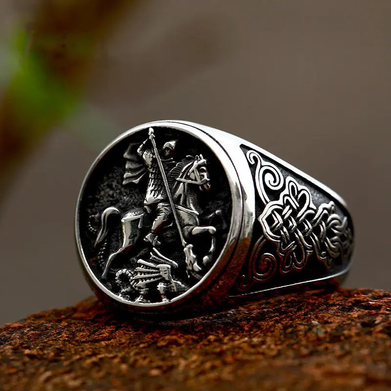 Saint George and the Dragon Stainless Steel Ring
