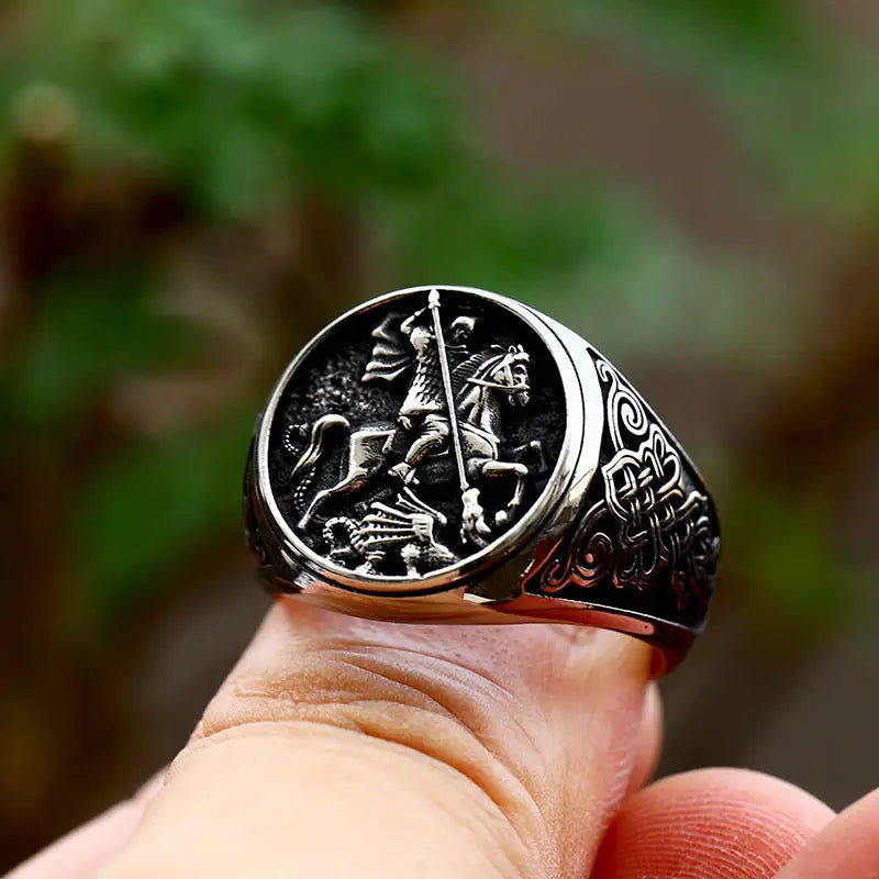 Saint George and the Dragon Stainless Steel Ring