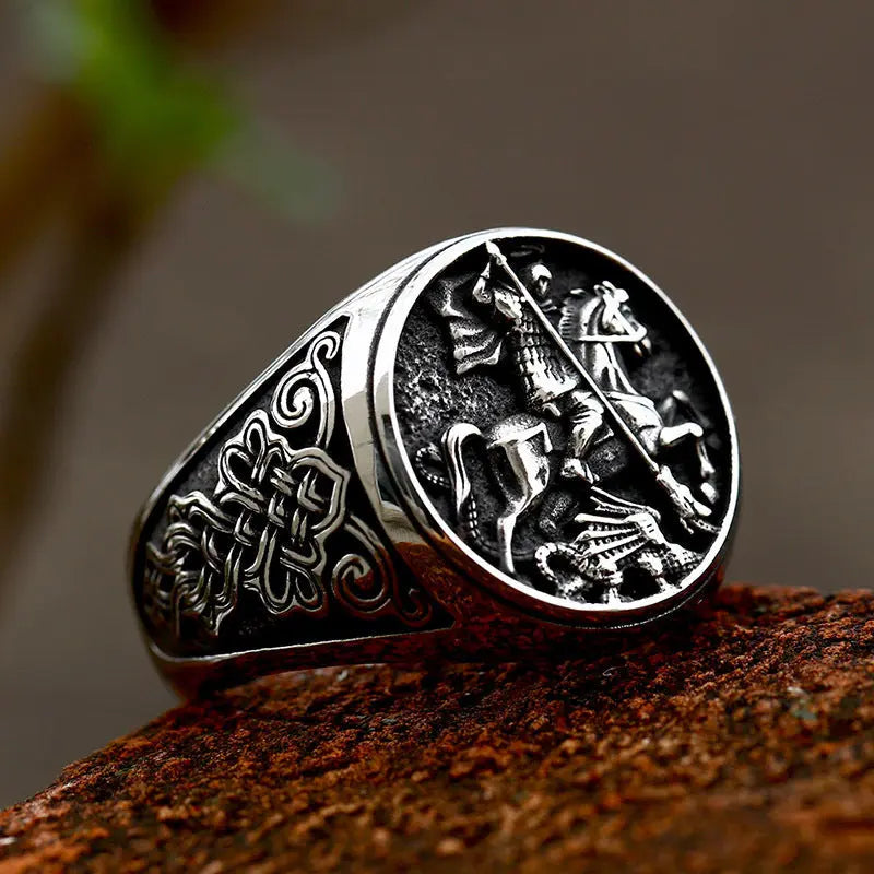 Saint George and the Dragon Stainless Steel Ring