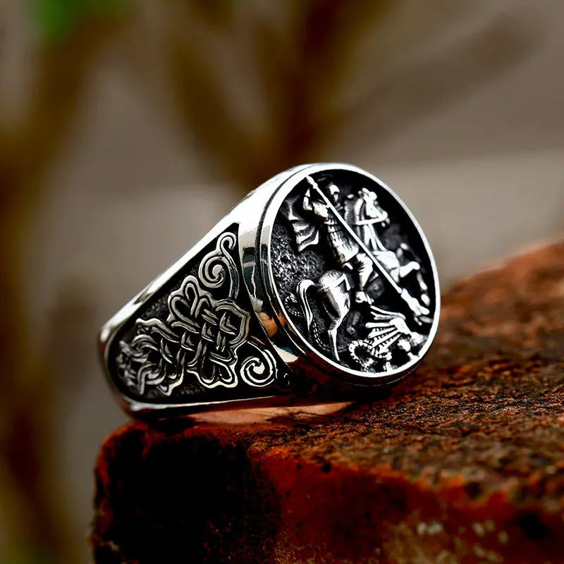 Saint George and the Dragon Stainless Steel Ring
