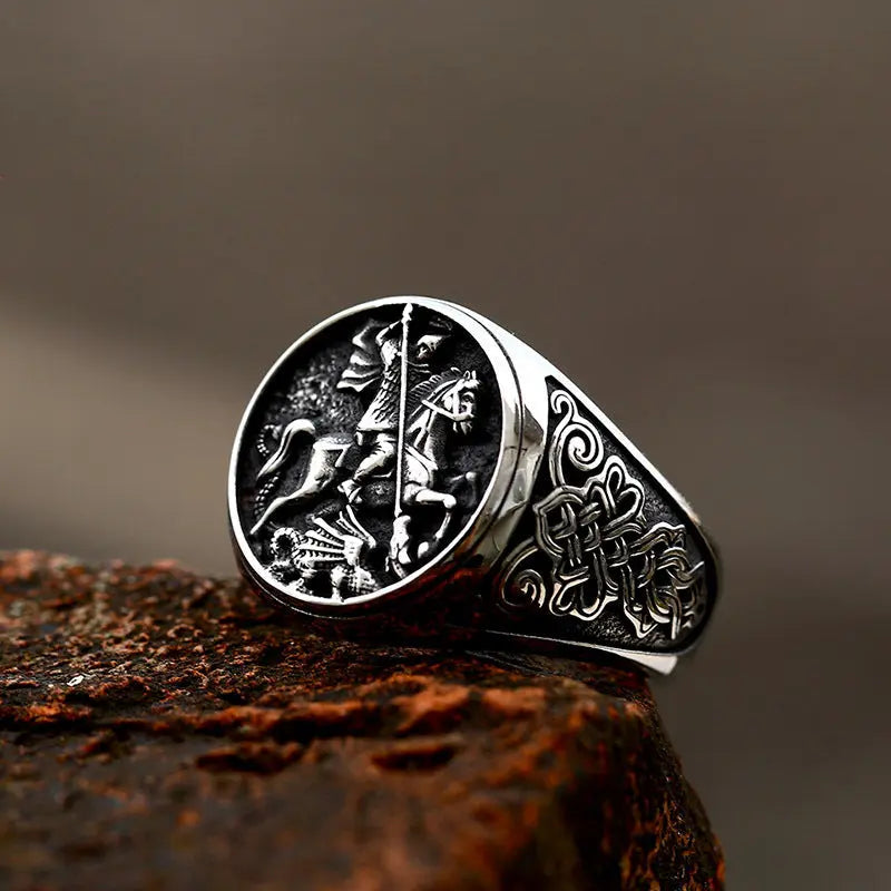 Saint George and the Dragon Stainless Steel Ring