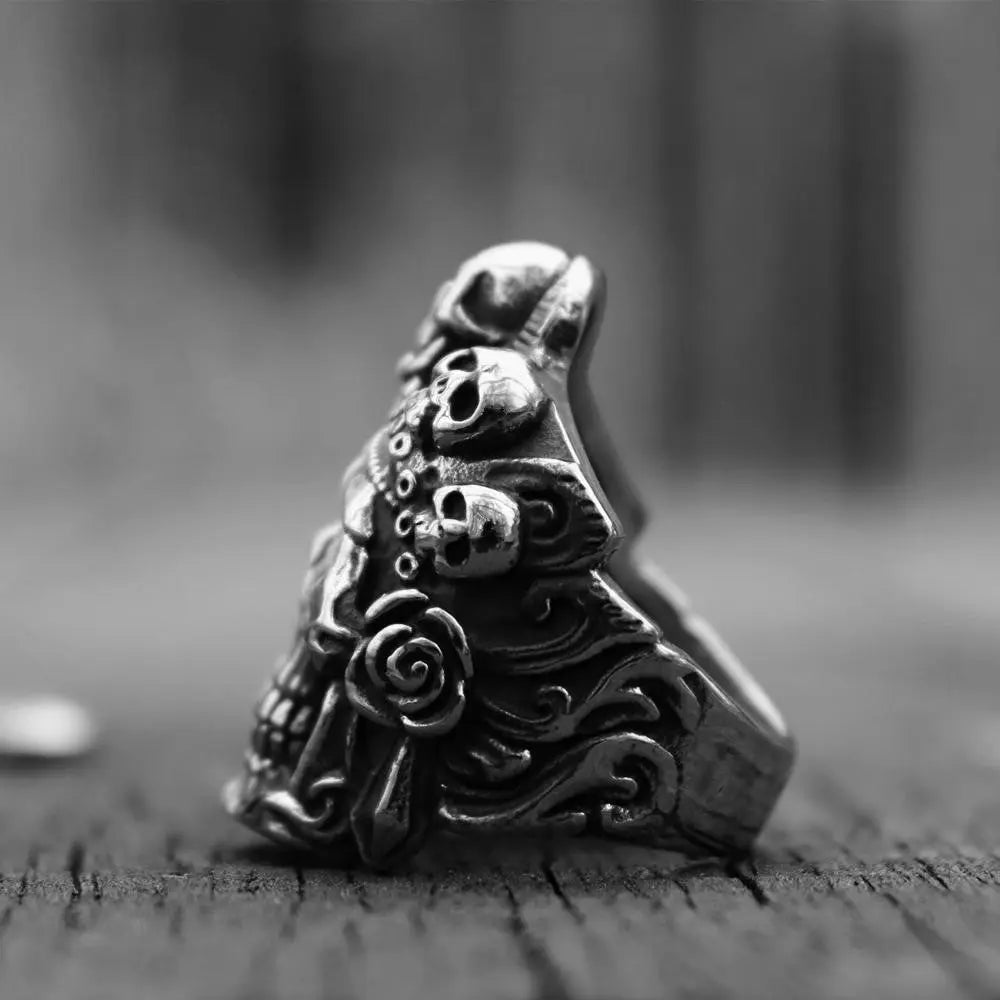 Santa Muerte Death Stainless Steel Skull Ring