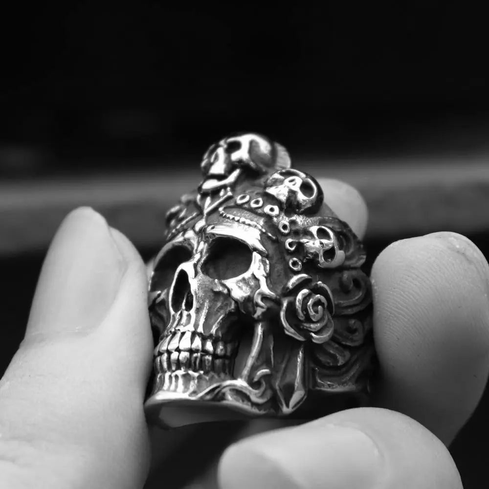 Santa Muerte Death Stainless Steel Skull Ring